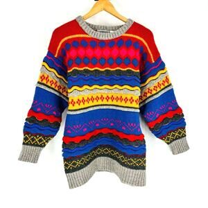 Vintage Crescendo Wool Knit Crew Neck Sweater Medium Coogi Style 90’s Hip Hop